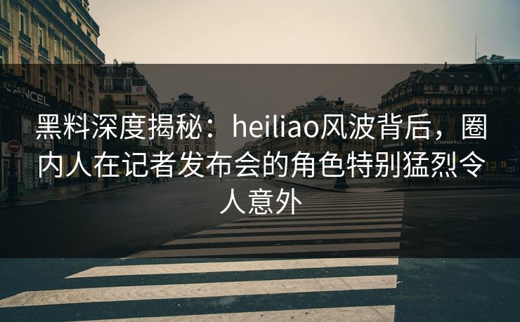 黑料深度揭秘：heiliao风波背后，圈内人在记者发布会的角色特别猛烈令人意外