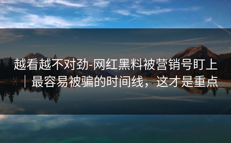 越看越不对劲-网红黑料被营销号盯上|最容易被骗的时间线,这才是重点